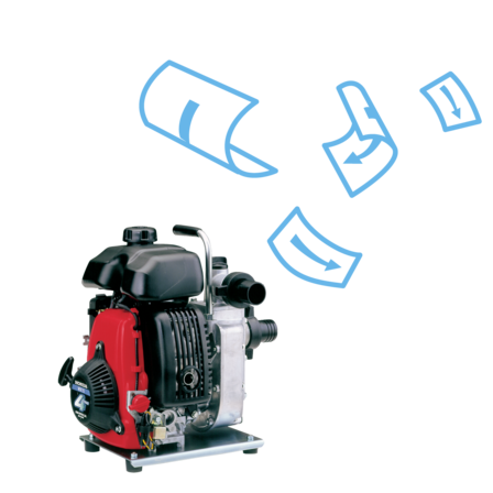 Illustration d'une brochure de pompe à eau.